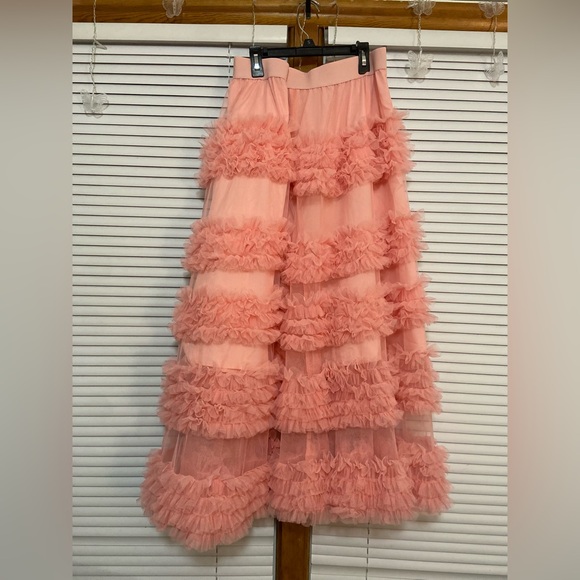 SHEIN Pink Layered Ruffle Midi Skirt - Picture 1 of 1